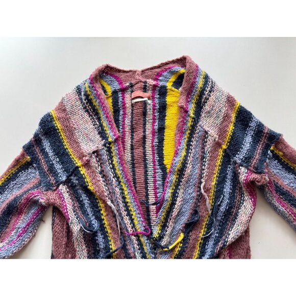 PILCRO Dreamer Striped Acrylic Cotton Wool Knit Boho Duster Sweater, Size M/L - Picture 6 of 16